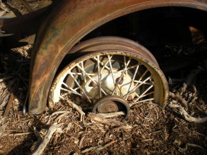 Real spoke wheels of an old truck