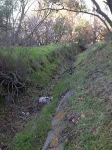 Berm and concrete used to create Rose Spring Ditch around Folsom Lake.