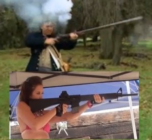 Muskets versus sexy assault rifles.