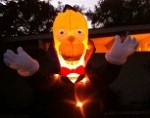 Inflatable Homer Simpson as vampire.