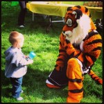UOP Tiger mascot stopped by to say hi to the kids and adults.