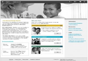 Nice welcome screen with different scenarios on Covered California enrollment website.