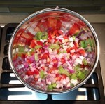 Diced vegetables: onions, pepper, celery