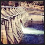 Thermalito diversion dam releasing water into Feather River.