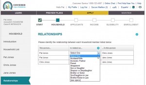The ability to select relationships to verify household