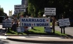 Marriage = 1 man + 1 Woman protesters against marriage equality at State Capitol