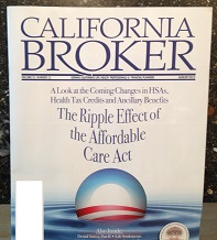 Obamacare featured prominently on the cover of California Broker