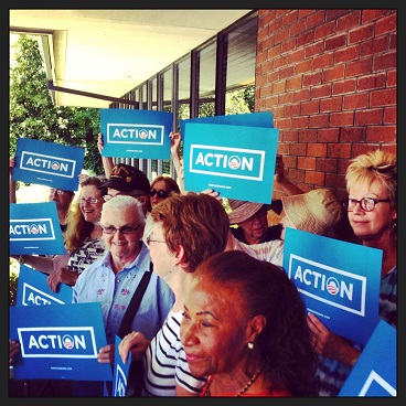 Organizing for Action volunteers outside Rep. Tom McClintock's office in Granite Bay.