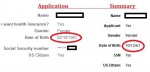 Application versus SubmittedApplicationPDF date of birth error