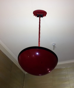 Painted clay serving bowl ceiling lamp.