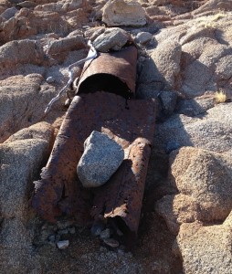 Cast iron riveted pipe for gold mining era water delivery.