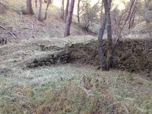 Rock retaining wall at Zantgraf Mine ruins