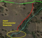 Upper Knickerbocker waterfalls trail map.
