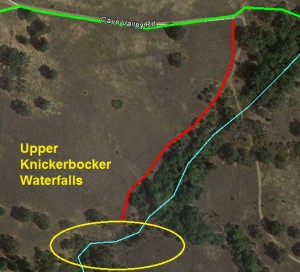 Upper Knickerbocker waterfalls trail map.