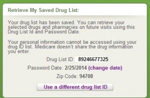 Medicare plan finder tool gives you a unique ID and date password