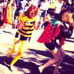 Honey Bee chasing the Strawberry, those plant science students.
