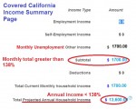 Covered California doesn't count unemployment benefits that end.
