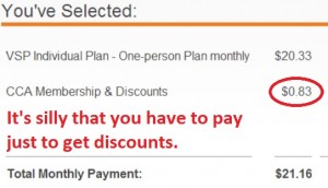 You have to pay a membership to get extra discounts with VSP.