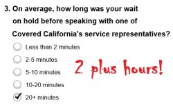 How long was your average wait time with Covered California during open enrollment?