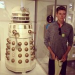 Walker next to a Dalek from Dr. Who at the EMP Sci-Fi exhibit.