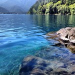 I was impressed by the clear blue waters of Lake Crescent in Washington.