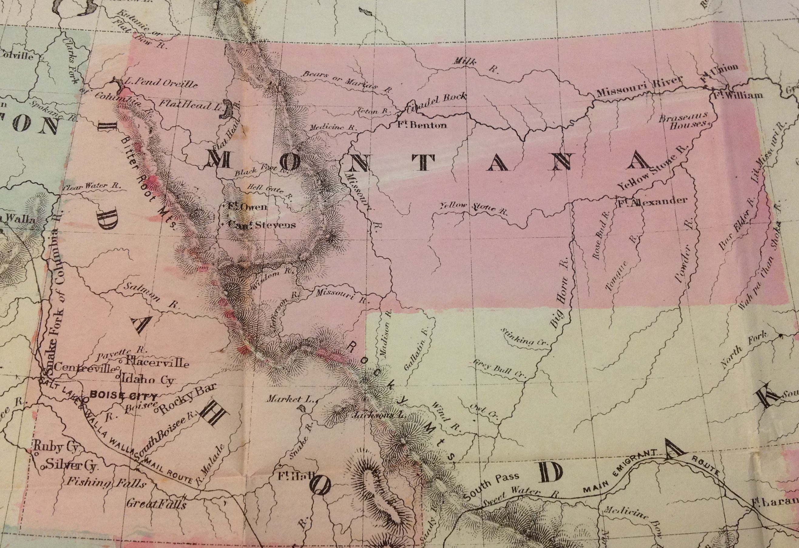 Idaho and Montana territory map, 1865.