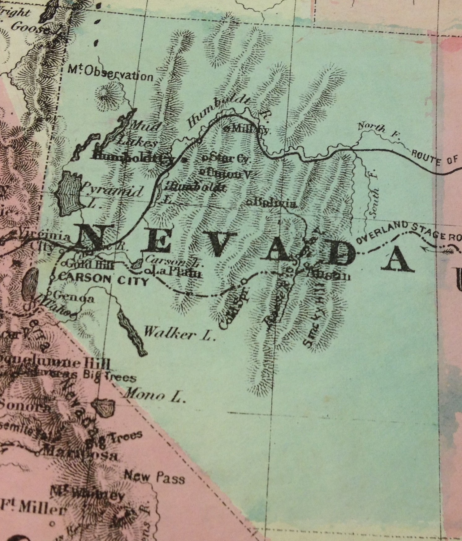Nevada state map 1865.