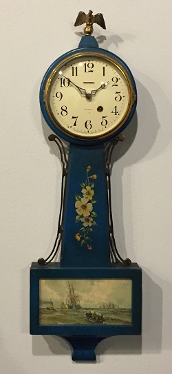 Banjo clock inspired by Simon Willard's original "Improved Timepiece" of 1802, National Association of Watch and Clock Collectors Museum.