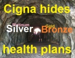 Cigna's California Gold and Platinum plans are hidden from view to discourage enrollment.