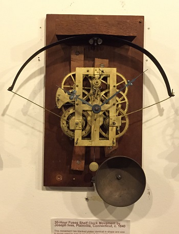 30 hour spring powered fuse shelf clock, National Association of Watch and Clock Collectors Museum.