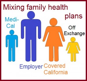 There is no rule against mixing off-exchange health plans with either Covered California or Medi-Cal health insurance.
