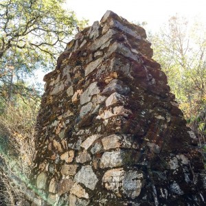 Stone rubble masonry of the a support column at the Zantgraf Mine built in late 19th century.