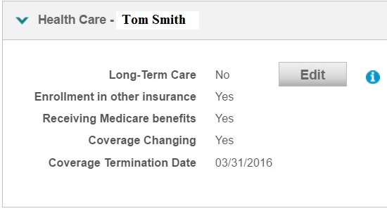 The Health Care - on Report a Change allows you to update the insurance coverage for a household member.
