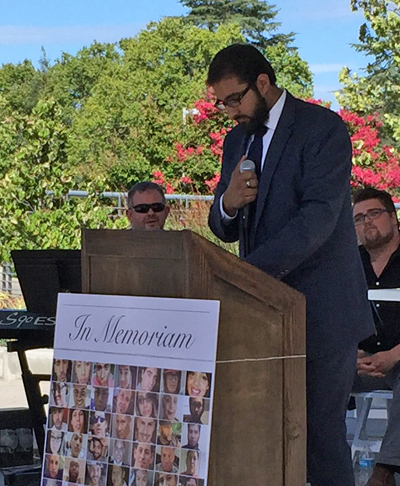Imam Kamran Islam addresses Orlando shooting victim's memorial in Roseville about the need to see our fellow human beings as God sees us.