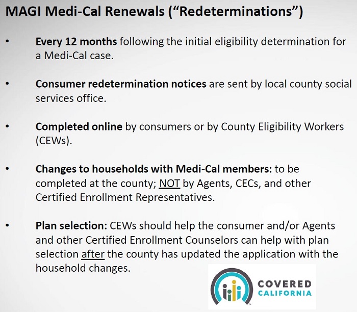 Medi-Cal has taken over essential function of Covered California. Covered California has instructed agents and CECs to refer families to their county Medi-Cal office.