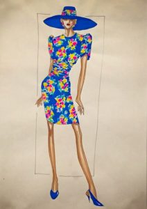 17 Princess Diana Floral Print Dress Sketch