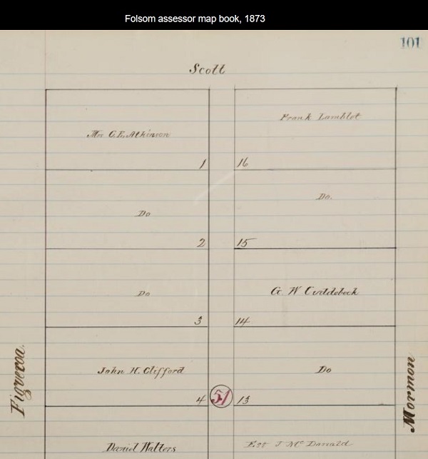 Folsom City Scott and Mormon Streets, 1879