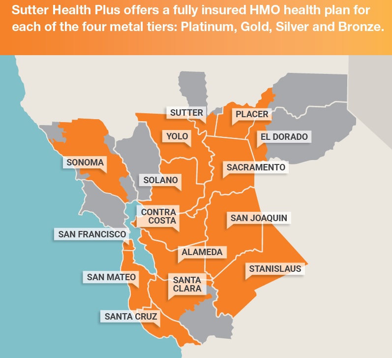 2021 Northern California Sutter Health Plus Service Area Map.