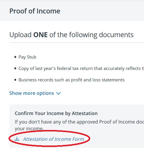 Download Attestation of Income Form.