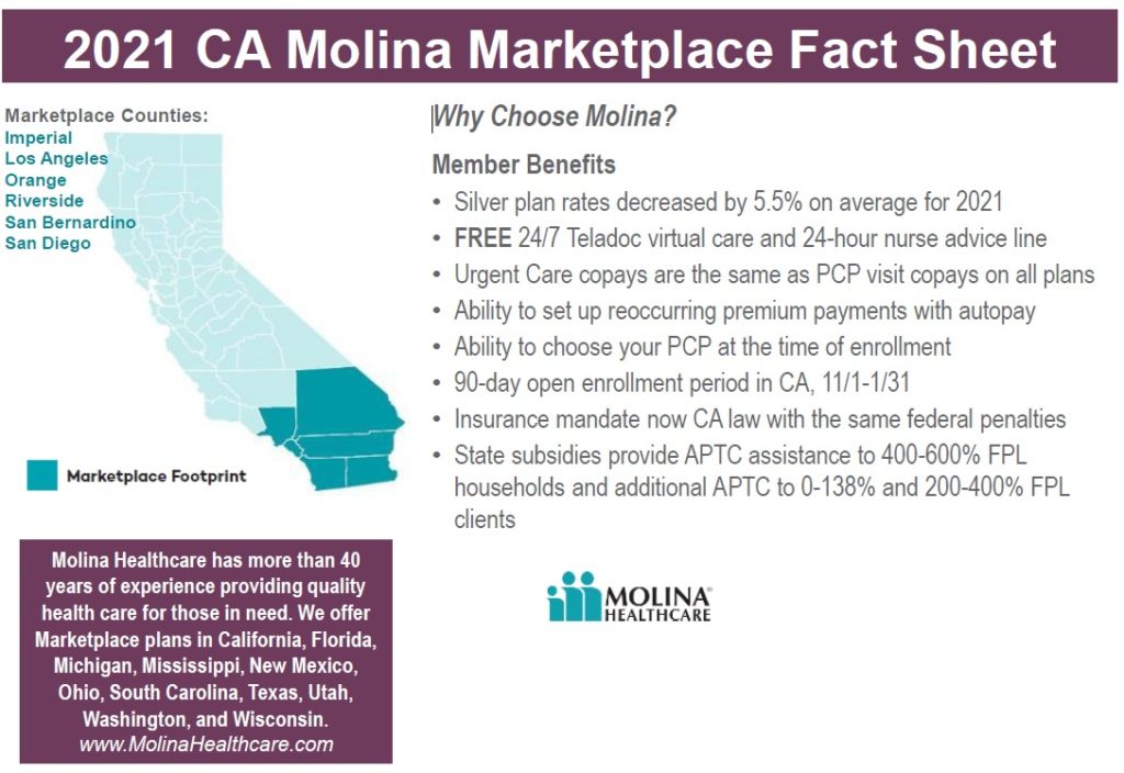 Molina 2021 health plan benefits.