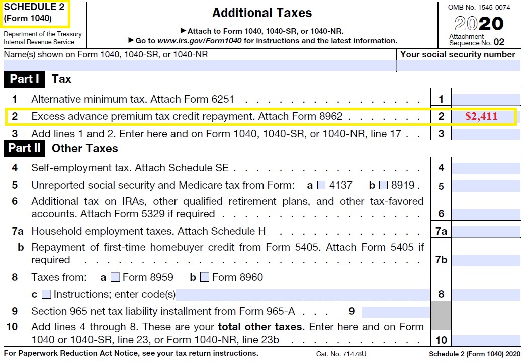 Health Insurance 1095A Subsidy Flow Through IRS Tax Return