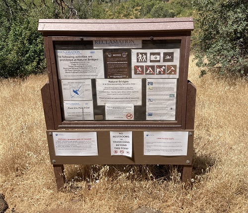 Bureau of Reclamation sign board at Natural Bridges. It offers no real information about the history of the geological curiosity.