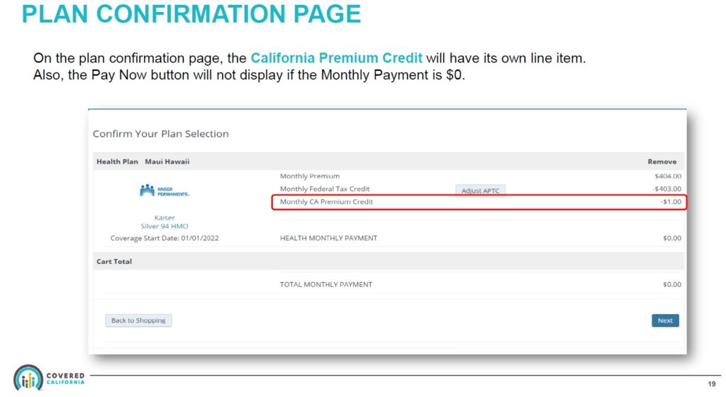 $1 credit will display on the enrollment confirmation page.
