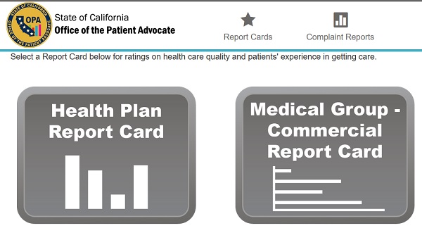 California Office of Patient Advocate Report Cards.