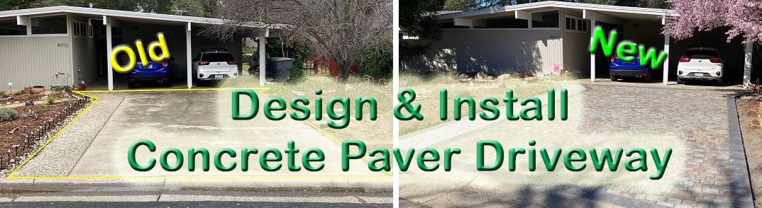 From design to installation of a concrete paver driveway in front of a mid-century modern home.