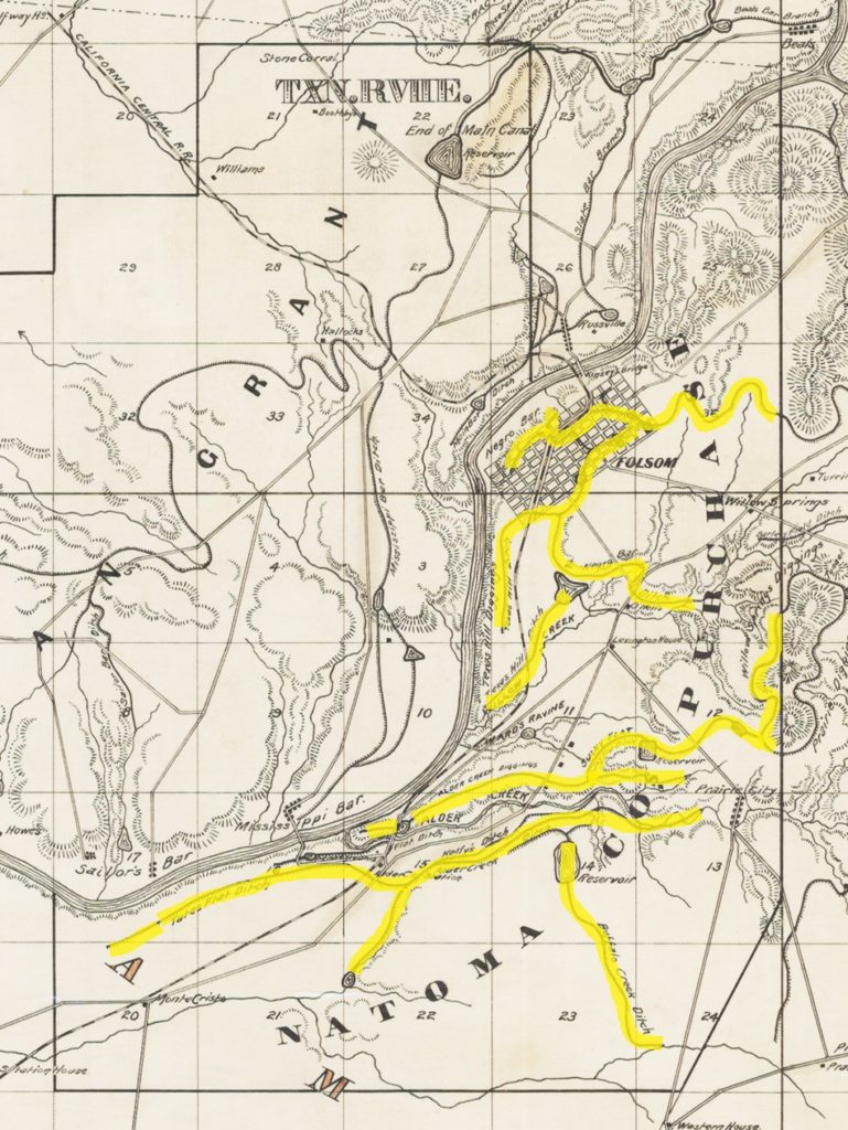 Natoma Water and Mining canals within the Rio de Los Americanos land grant.