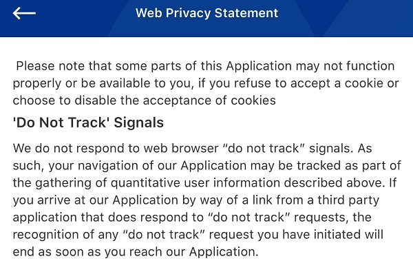 The app threatens you into compliance by stating it won't very well if you don't opt into all the data gathering features. They also patently ignore any 'Do Not Track' signals from your web browser.