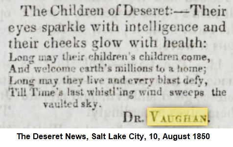 Complimentary quote of children of Salt Lake City attributed to Dr. Vaughan.