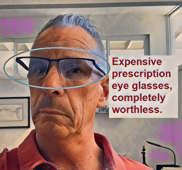 These computer prescription eyeglasses are worthless unless I sit so far back from the computer that my hands can't reach the keyboard.
