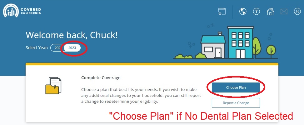 When making changes to income or plans, make sure the correct year is selected in the Covered California account.